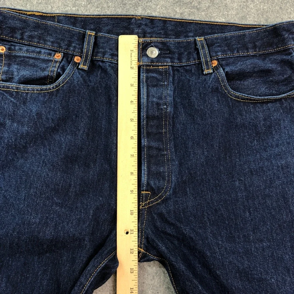 Levis 501 Mens Jeans 36x32 Blue Regular Fit Classic Dark Wash Button Fly Denim